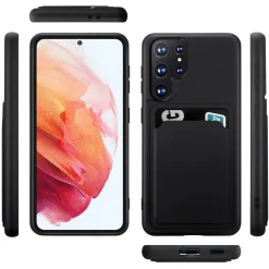 Samsung Galaxy S22 Ultra - Silikonhülle mit Kartenfach & Kameraschutz