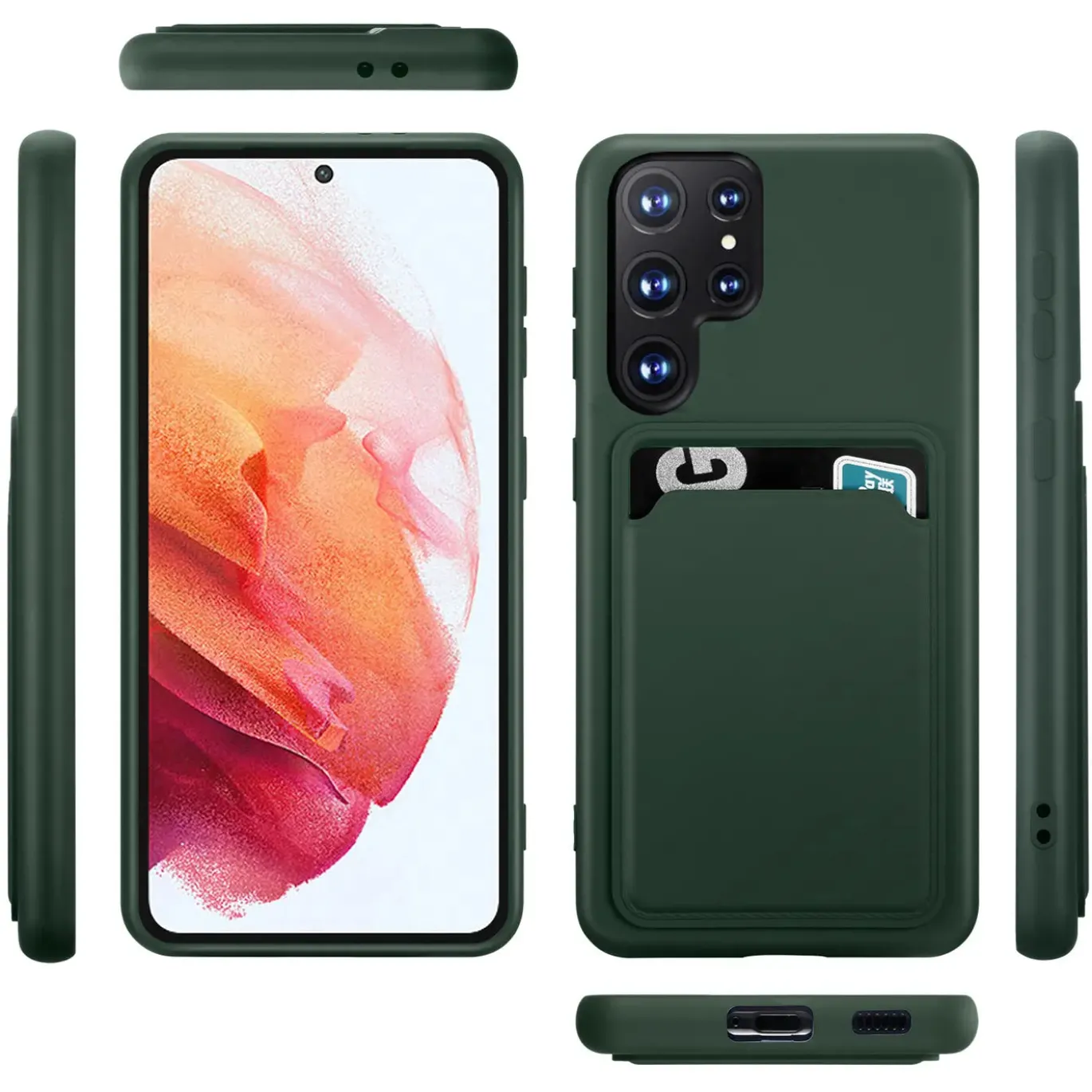 Samsung Galaxy S22 Ultra - Silikonhülle mit Kartenfach & Kameraschutz