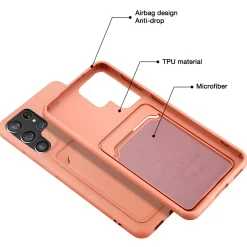 Samsung Galaxy S22 Ultra - Silikonhülle mit Kartenfach & Kameraschutz