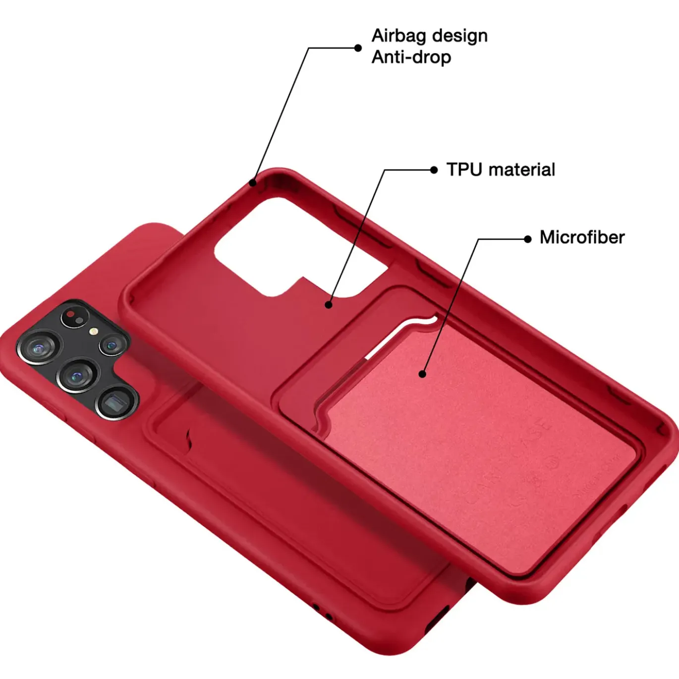 Samsung Galaxy S22 Ultra - Silikonhülle mit Kartenfach & Kameraschutz