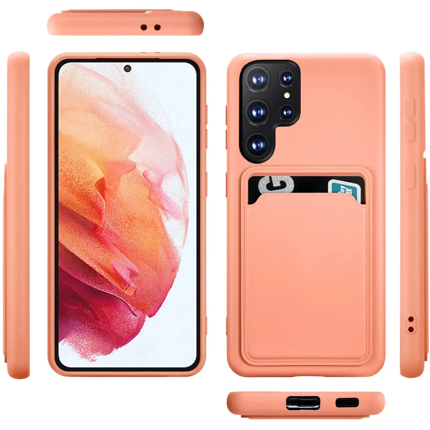 Samsung Galaxy S22 Ultra - Silikonhülle mit Kartenfach & Kameraschutz