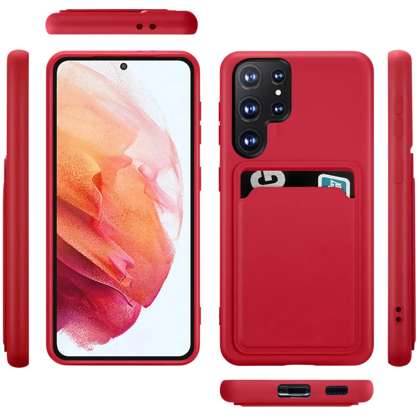 Samsung Galaxy S22 Ultra - Silikonhülle mit Kartenfach & Kameraschutz