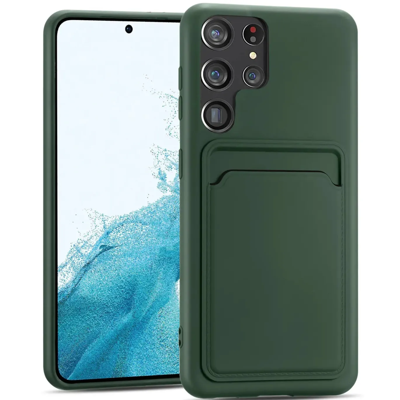 Samsung Galaxy S22 Ultra - Silikonhülle mit Kartenfach & Kameraschutz