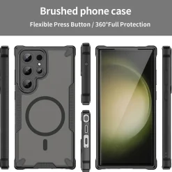 Samsung Galaxy S22 Ultra - Stoßfestes MagSafe Case in Schwarz mit halbtransparenter Rückseite