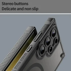 Samsung Galaxy S22 Ultra - Stoßfestes MagSafe Case in Schwarz mit halbtransparenter Rückseite