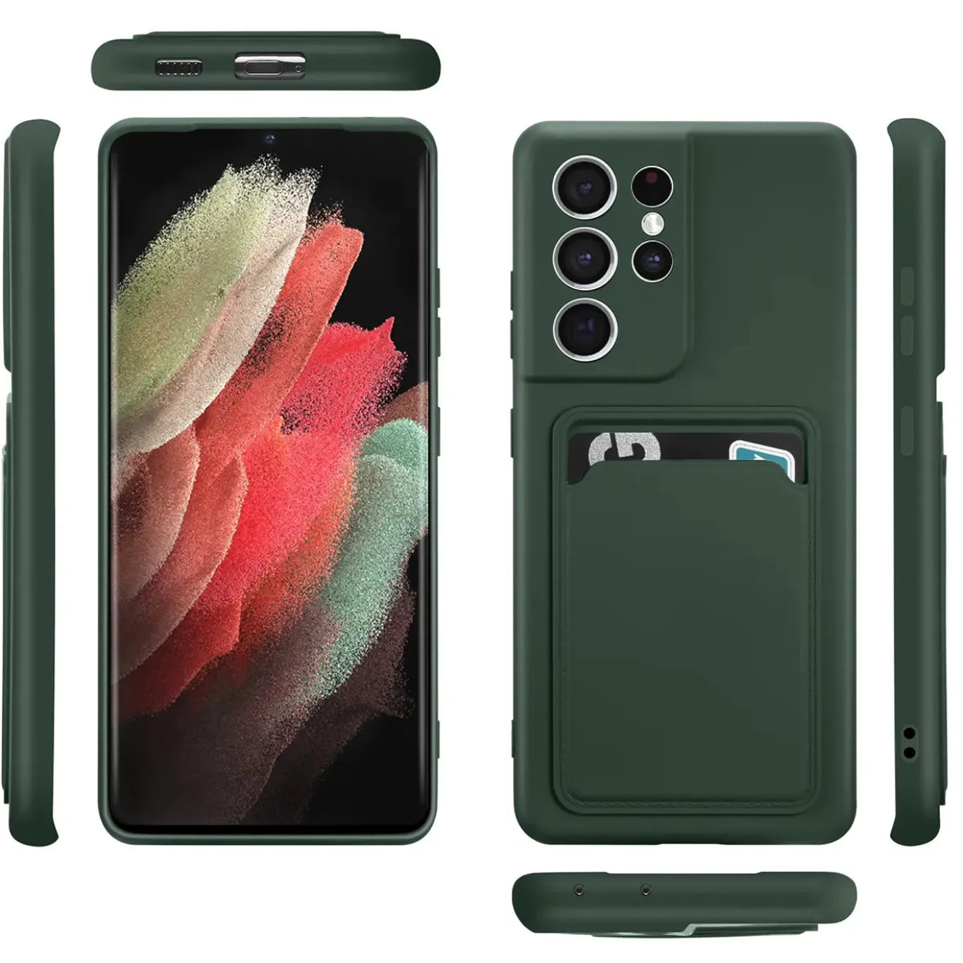 Samsung Galaxy S21 Ultra - Silikonhülle mit Kartenfach & Kameraschutz