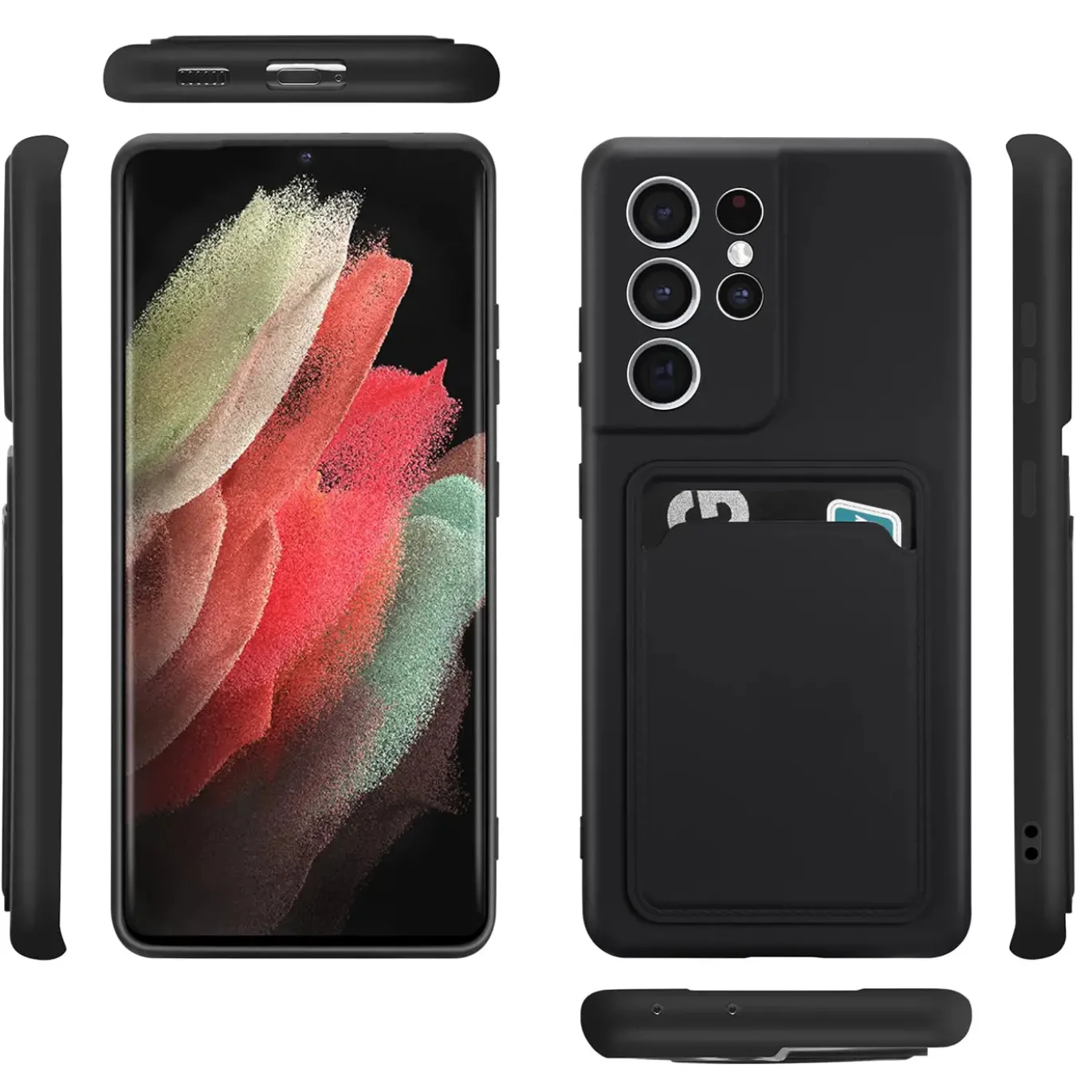 Samsung Galaxy S21 Ultra - Silikonhülle mit Kartenfach & Kameraschutz