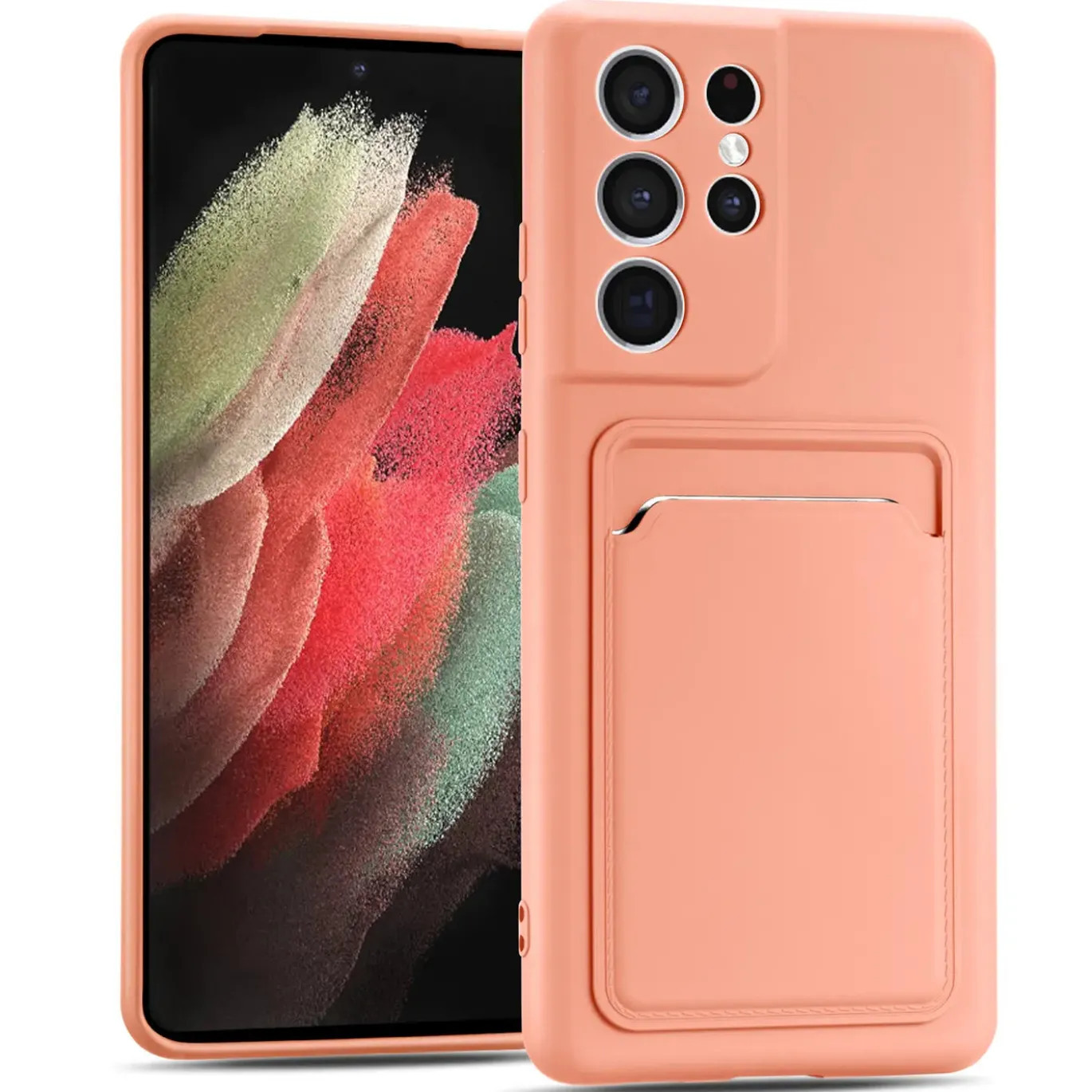 Samsung Galaxy S21 Ultra - Silikonhülle mit Kartenfach & Kameraschutz