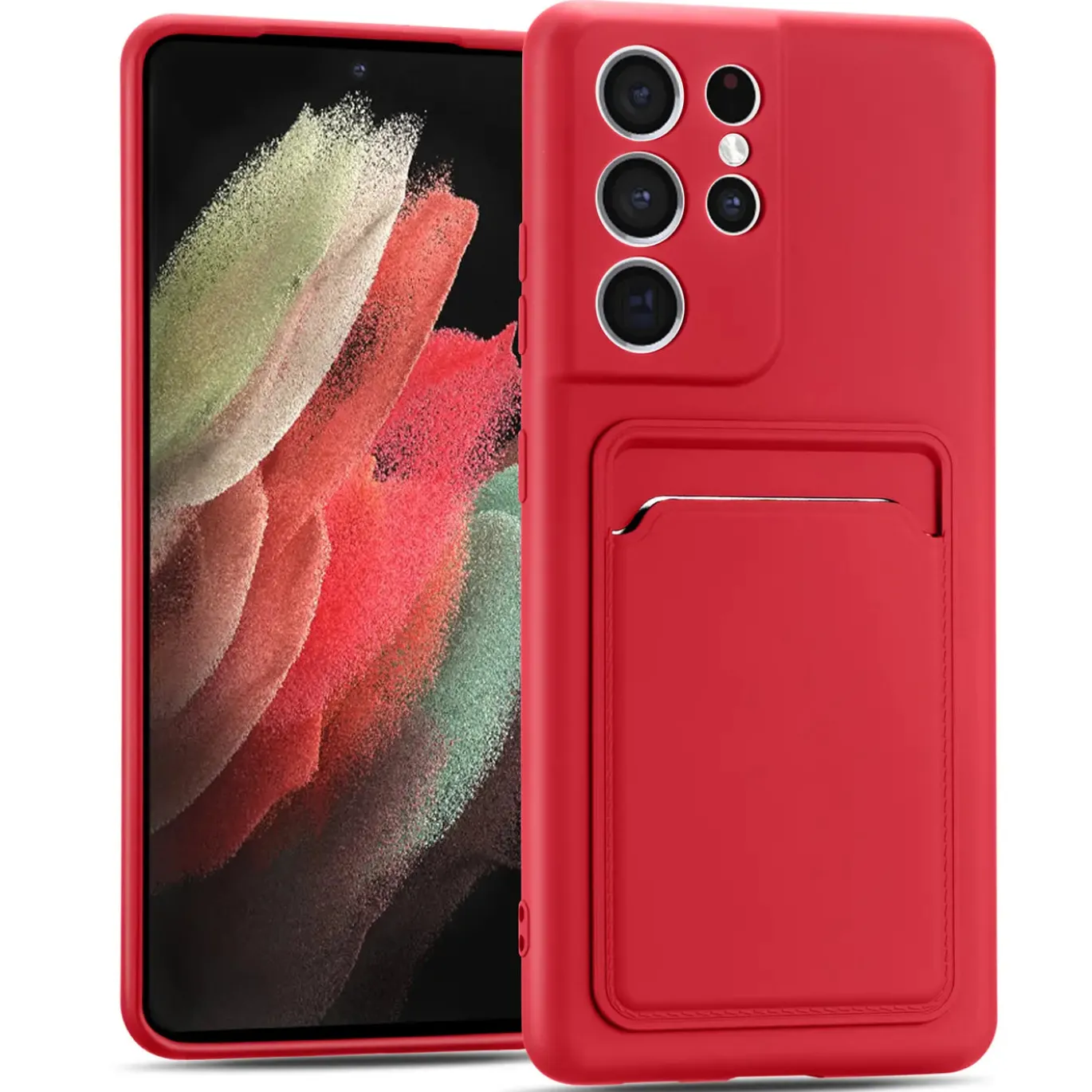 Samsung Galaxy S21 Ultra - Silikonhülle mit Kartenfach & Kameraschutz