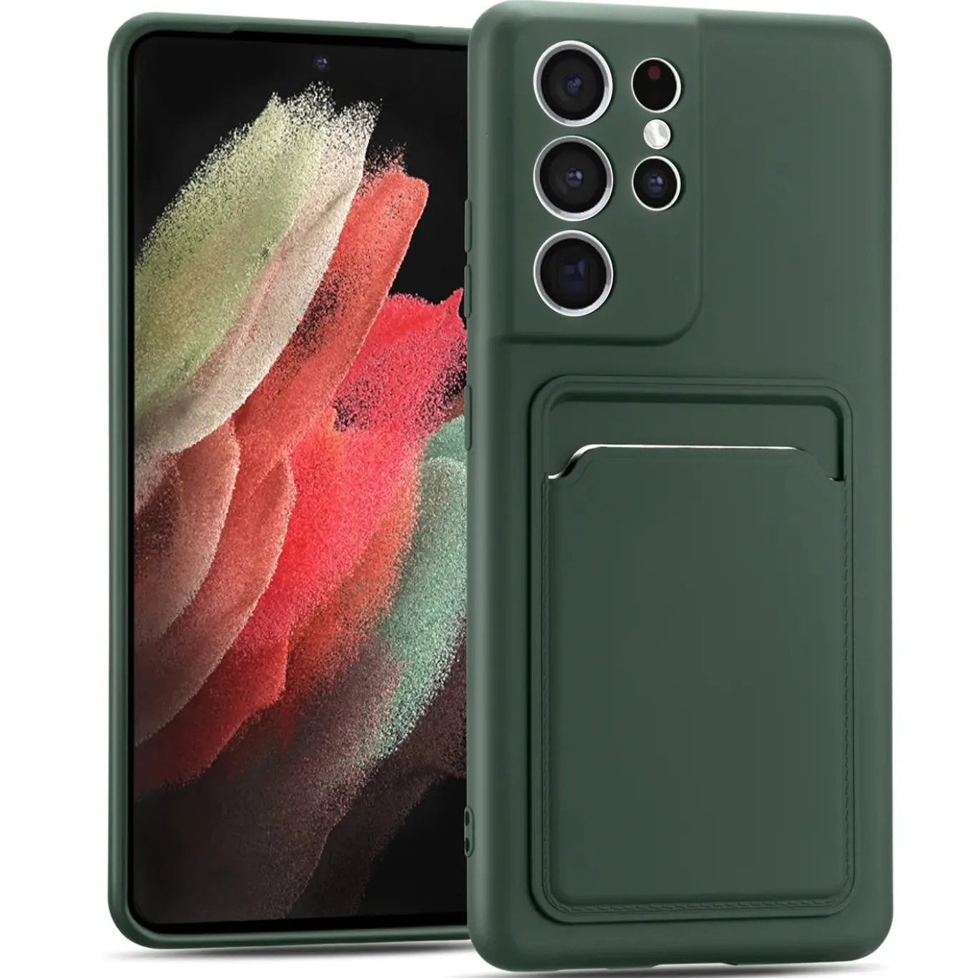 Samsung Galaxy S21 Ultra - Silikonhülle mit Kartenfach & Kameraschutz