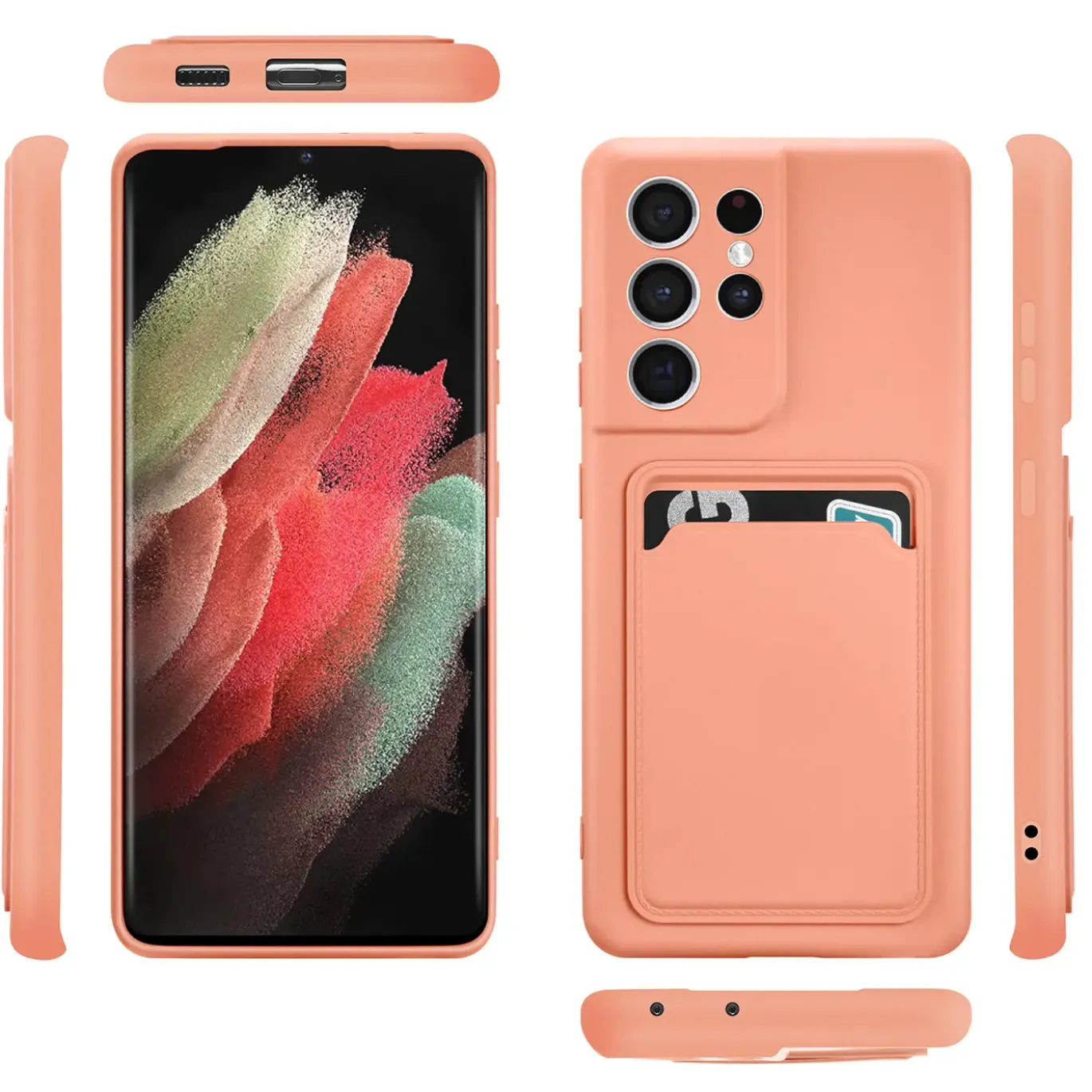 Samsung Galaxy S21 Ultra - Silikonhülle mit Kartenfach & Kameraschutz