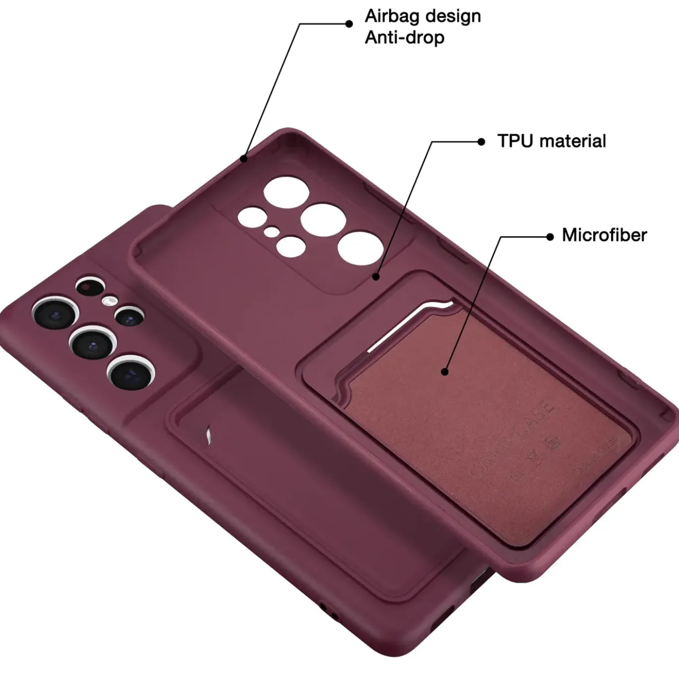 Samsung Galaxy S21 Ultra - Silikonhülle mit Kartenfach & Kameraschutz
