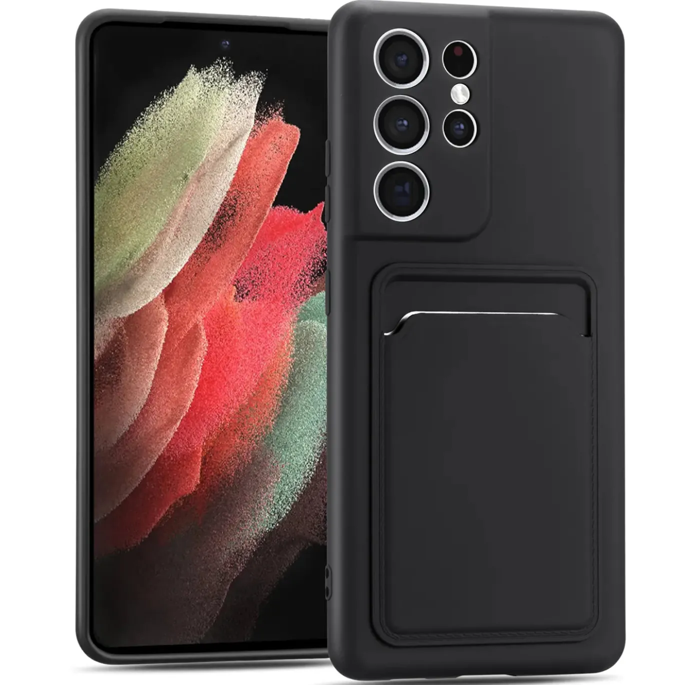 Samsung Galaxy S21 Ultra - Silikonhülle mit Kartenfach & Kameraschutz