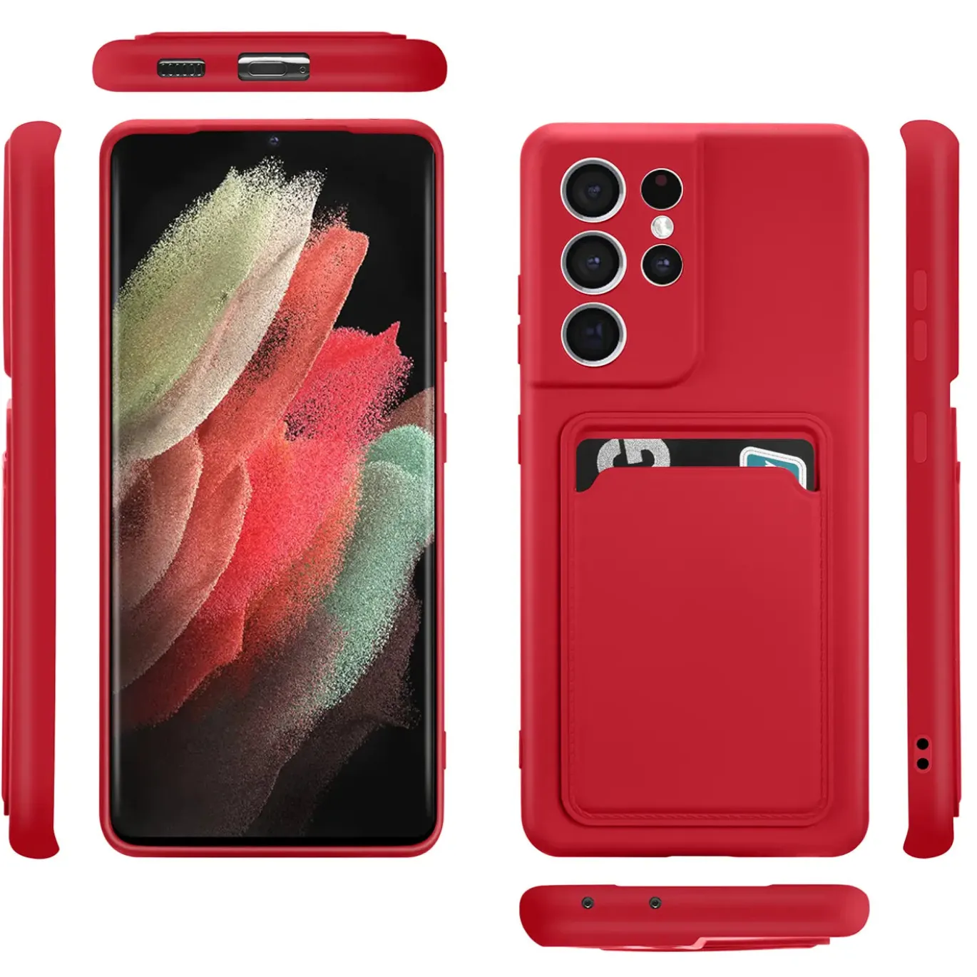 Samsung Galaxy S21 Ultra - Silikonhülle mit Kartenfach & Kameraschutz