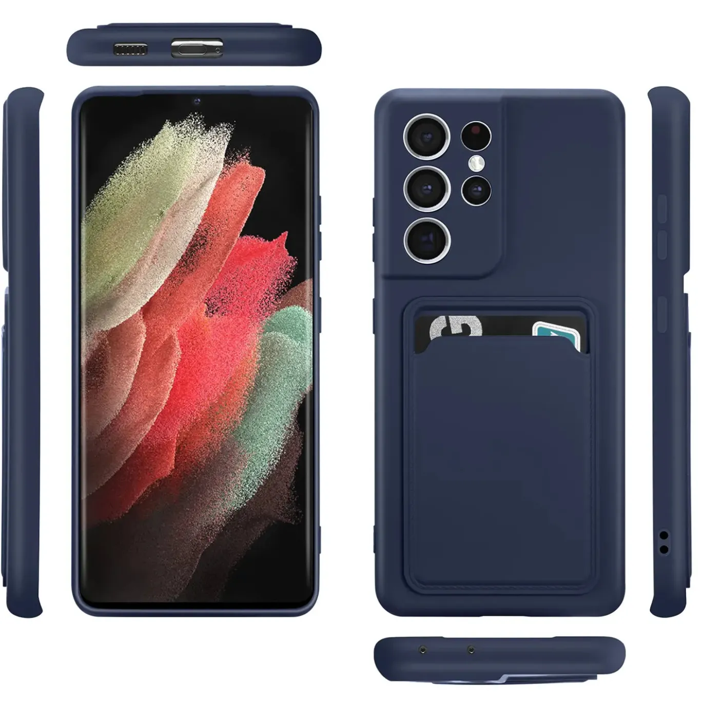 Samsung Galaxy S21 Ultra - Silikonhülle mit Kartenfach & Kameraschutz