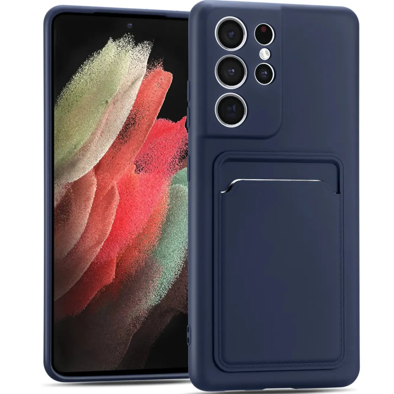Samsung Galaxy S21 Ultra - Silikonhülle mit Kartenfach & Kameraschutz