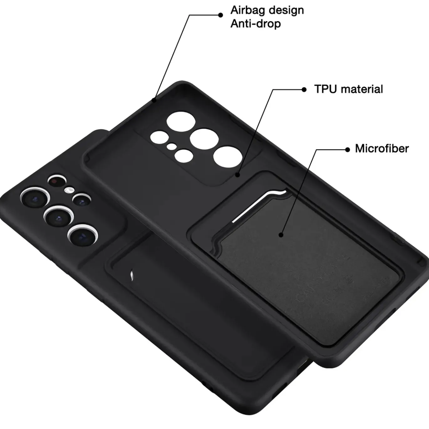 Samsung Galaxy S21 Ultra - Silikonhülle mit Kartenfach & Kameraschutz