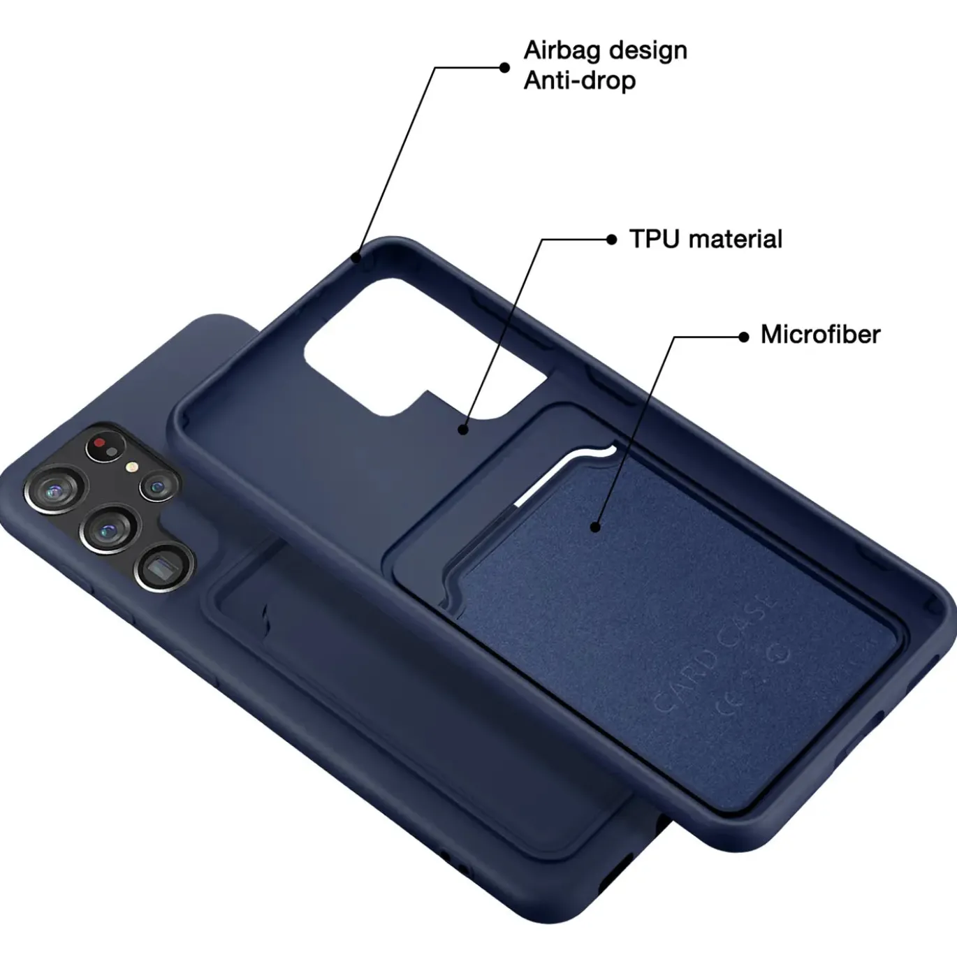 Samsung Galaxy S24 Ultra - Silikonhülle mit Kartenfach & Kameraschutz