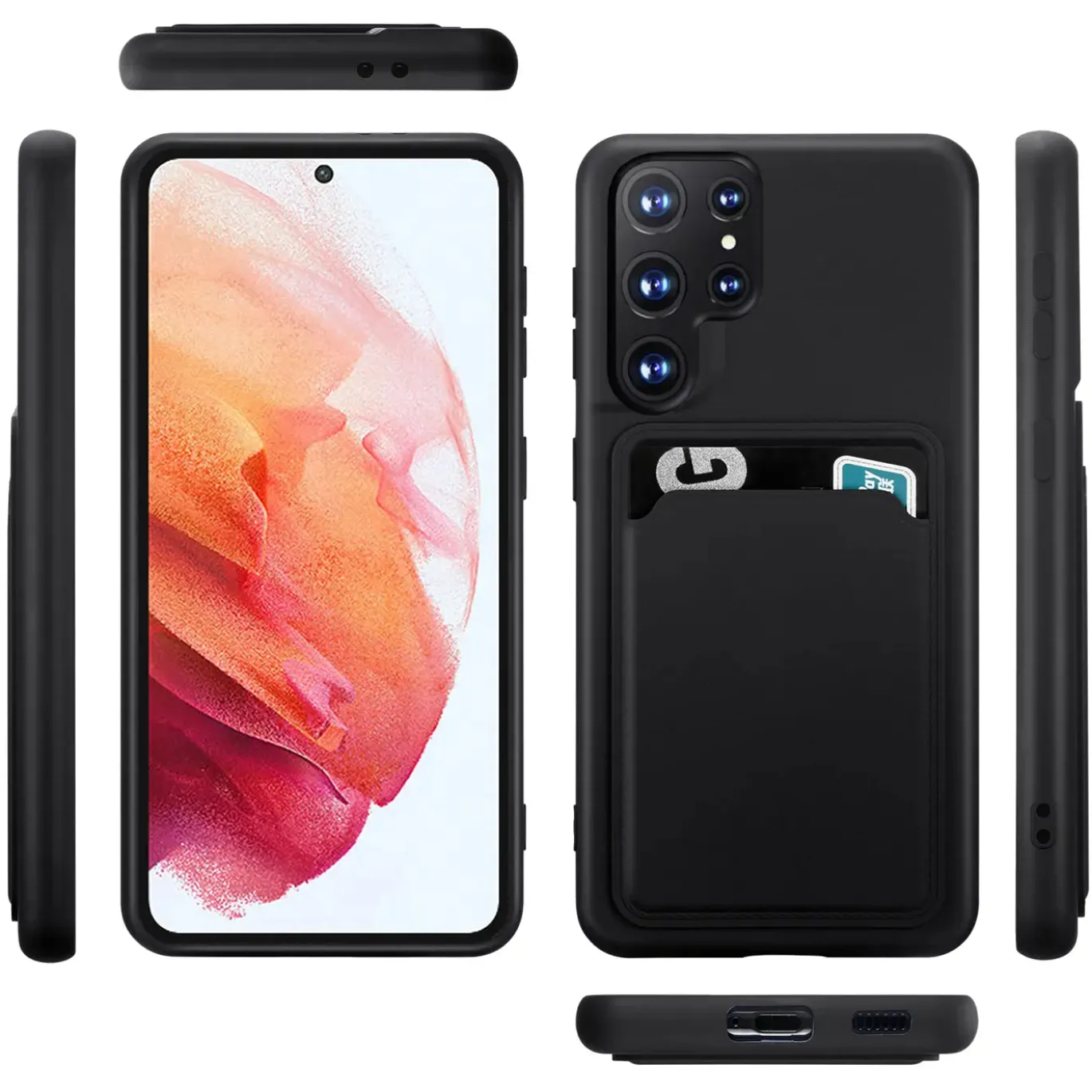 Samsung Galaxy S24 Ultra - Silikonhülle mit Kartenfach & Kameraschutz