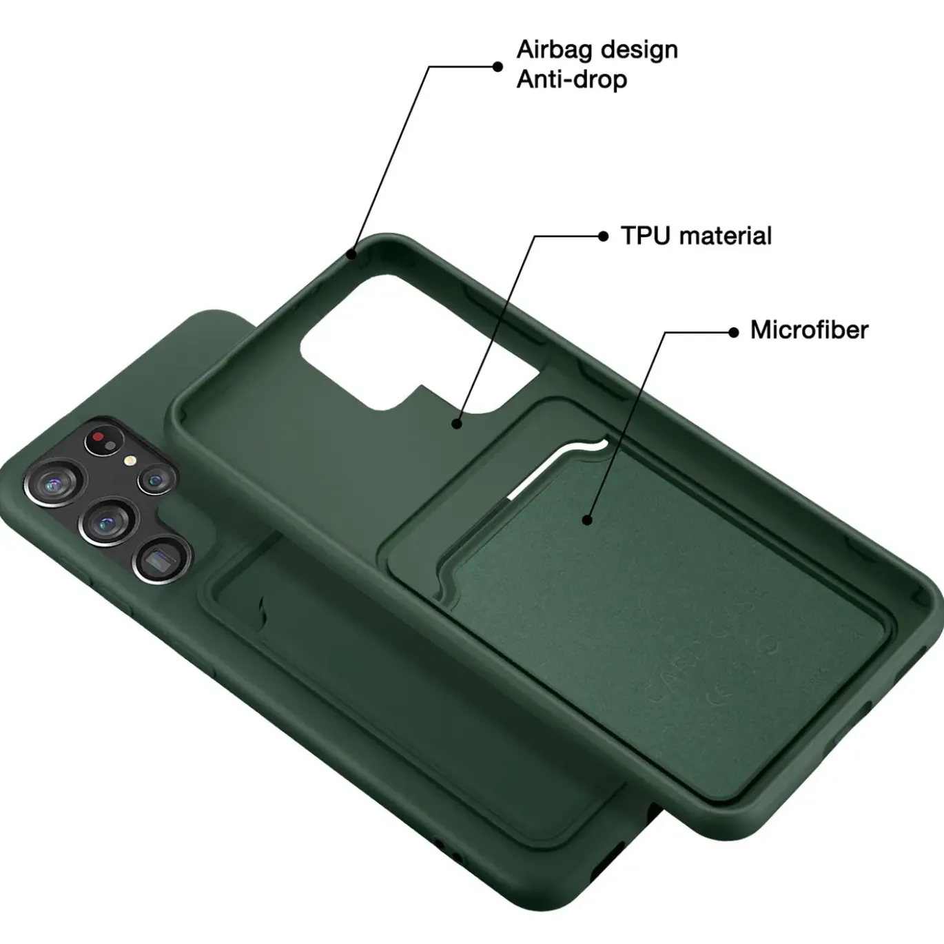 Samsung Galaxy S24 Ultra - Silikonhülle mit Kartenfach & Kameraschutz