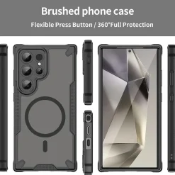 Samsung Galaxy S24 Ultra - Stoßfestes MagSafe Case in Schwarz mit halbtransparenter Rückseite