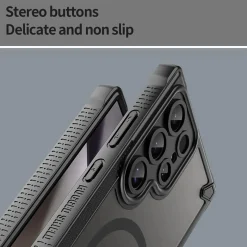 Samsung Galaxy S24 Ultra - Stoßfestes MagSafe Case in Schwarz mit halbtransparenter Rückseite