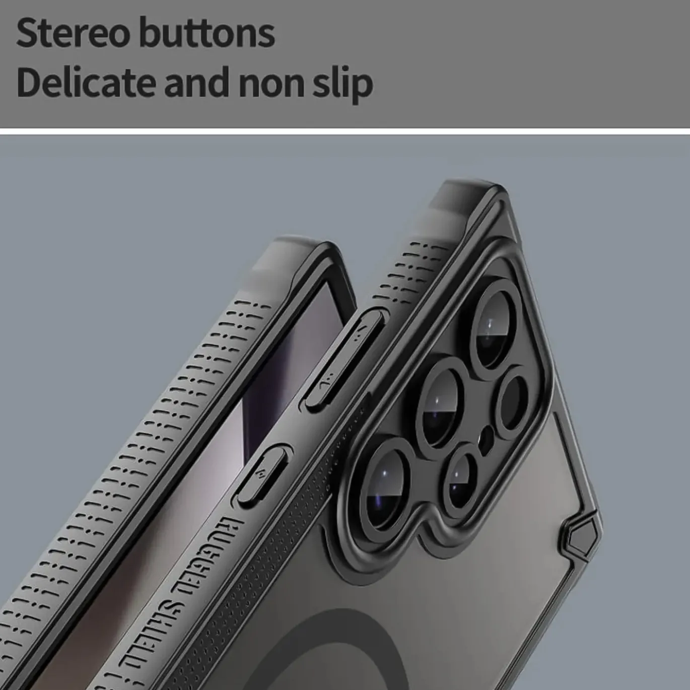 Samsung Galaxy S24 Ultra - Stoßfestes MagSafe Case in Schwarz mit halbtransparenter Rückseite