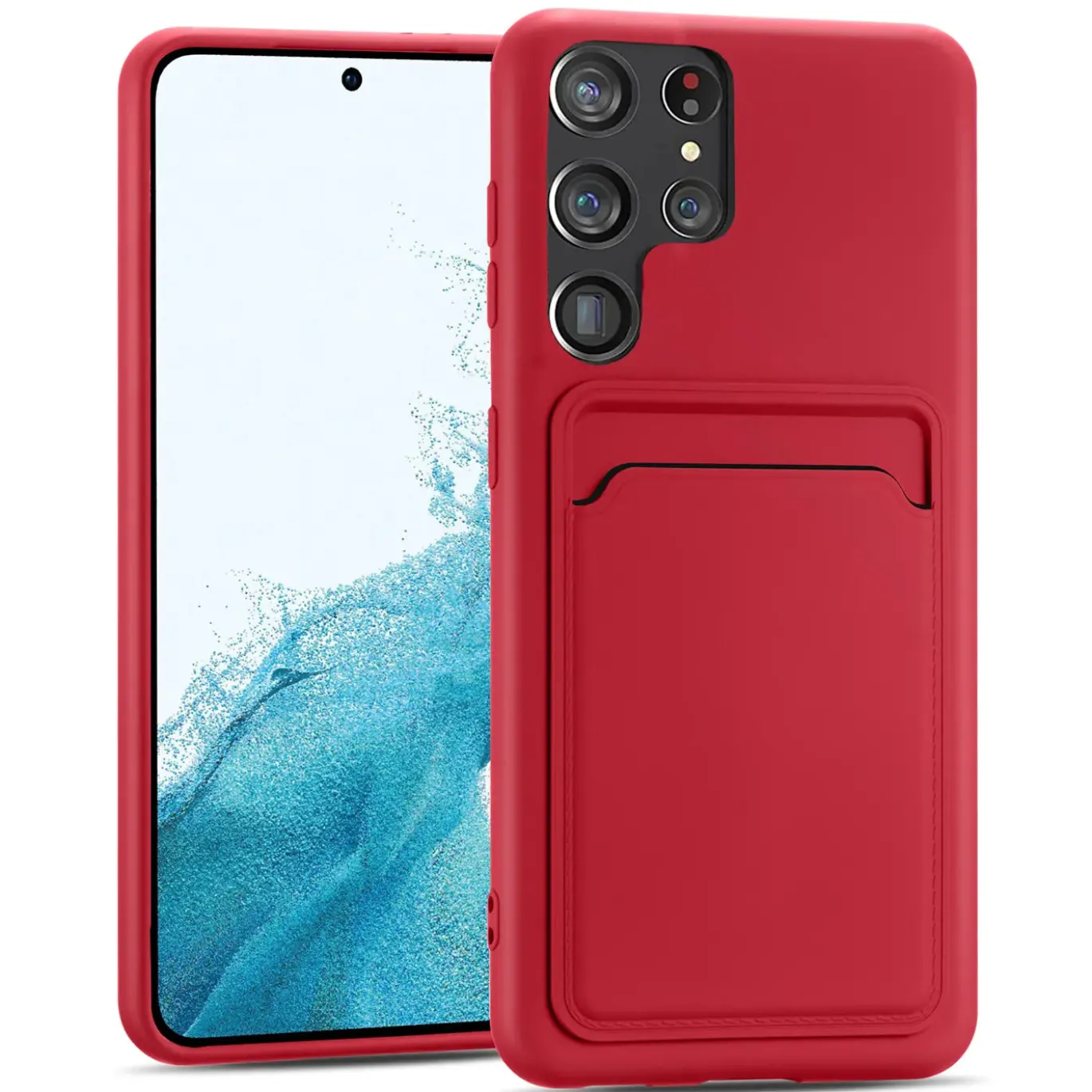 Samsung Galaxy S23 Ultra - Silikonhülle mit Kartenfach & Kameraschutz