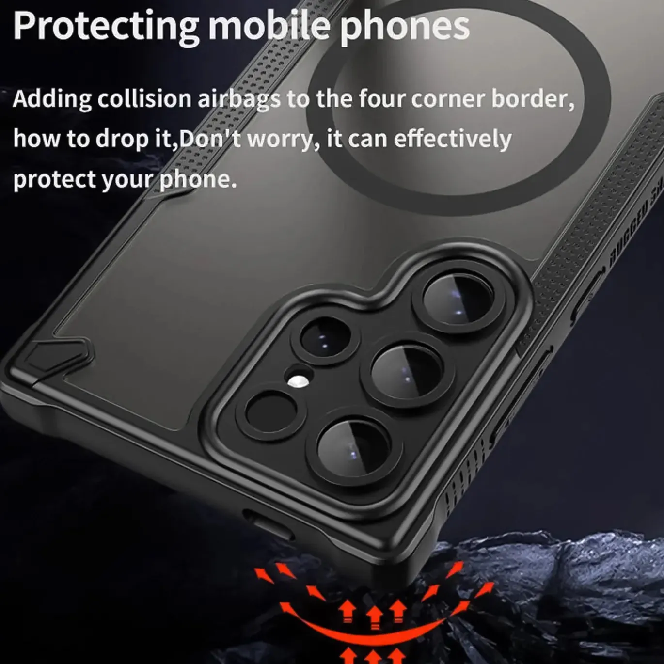 Samsung Galaxy S25 Ultra - Stoßfestes MagSafe Case in Schwarz mit halbtransparenter Rückseite