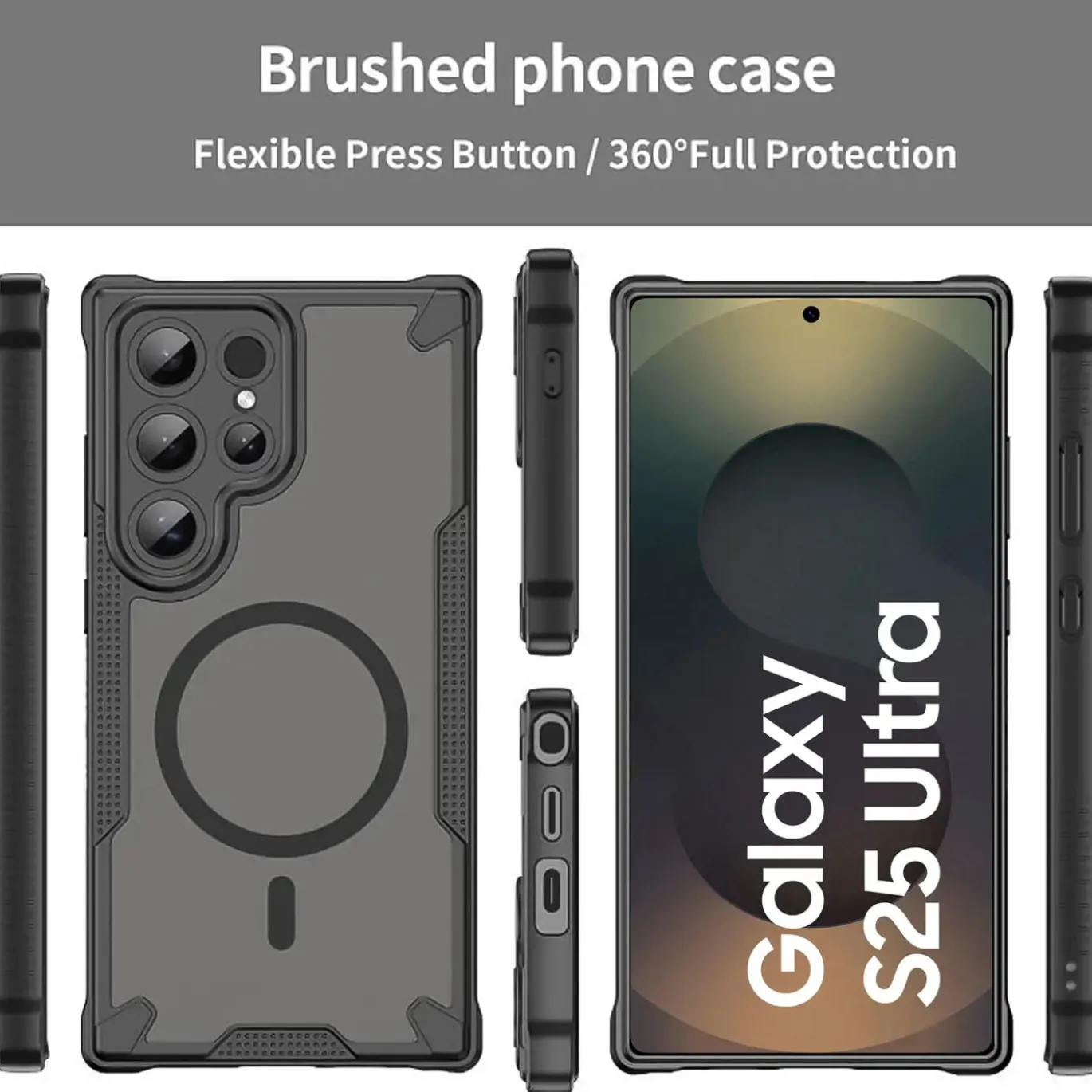 Samsung Galaxy S25 Ultra - Stoßfestes MagSafe Case in Schwarz mit halbtransparenter Rückseite