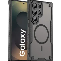 Samsung Galaxy S25 Ultra - Stoßfestes MagSafe Case in Schwarz mit halbtransparenter Rückseite
