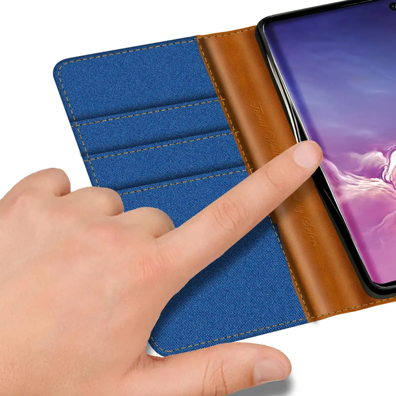 Samsung Galaxy S10e - Jeanslook Klapphülle mit Kartenfach