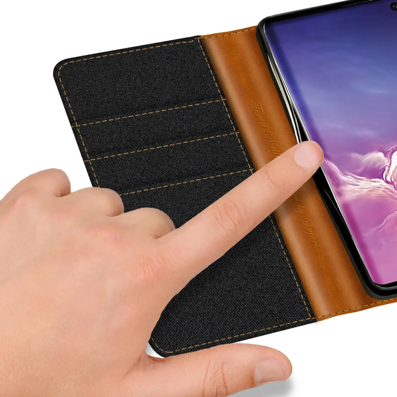 Samsung Galaxy S10e - Jeanslook Klapphülle mit Kartenfach
