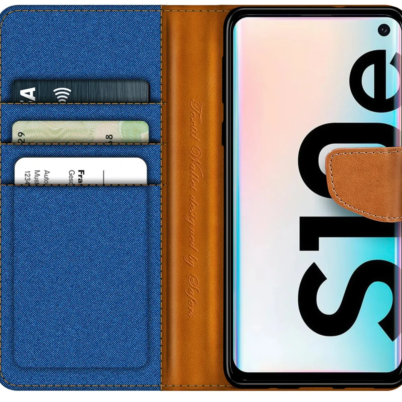 Samsung Galaxy S10e - Jeanslook Klapphülle mit Kartenfach