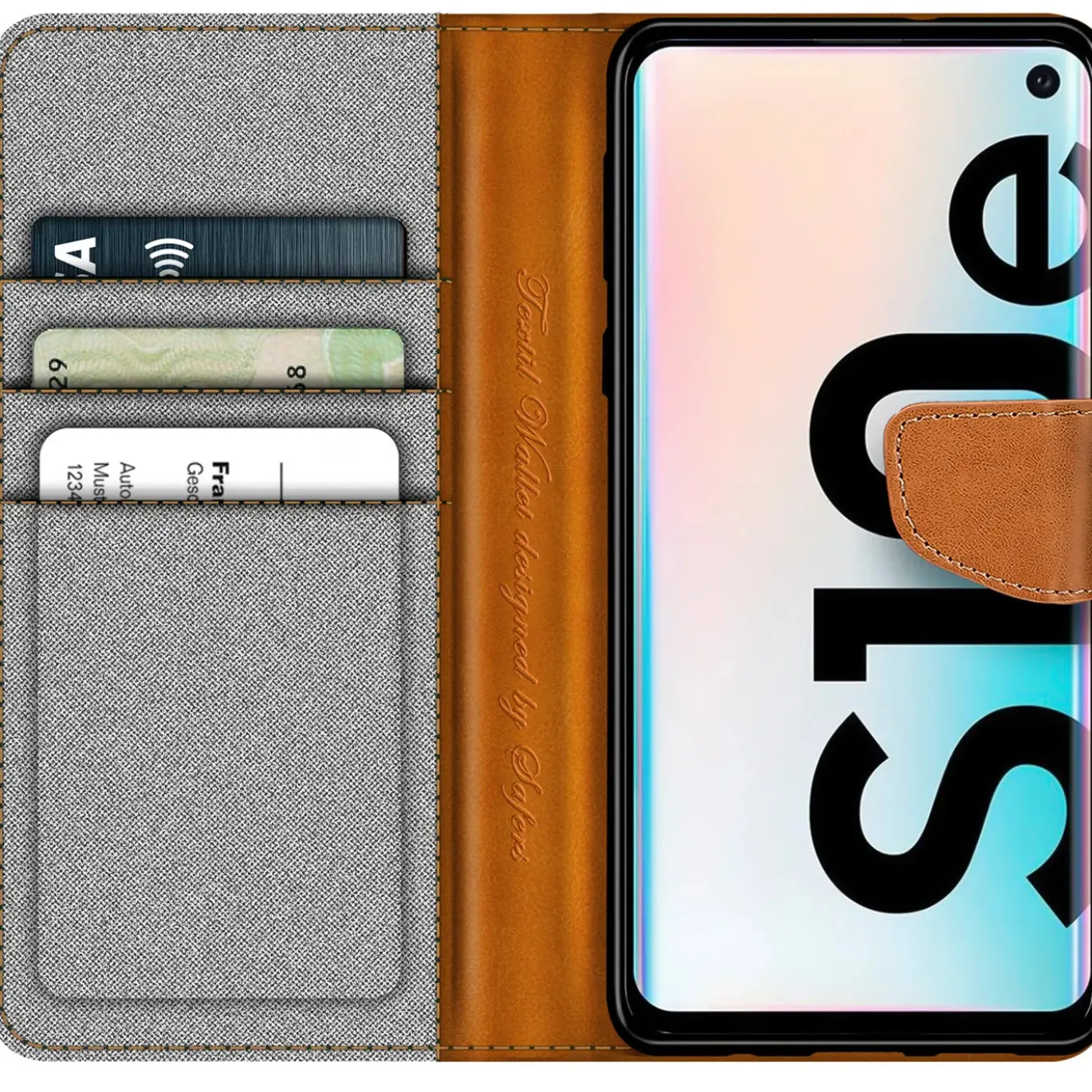 Samsung Galaxy S10e - Jeanslook Klapphülle mit Kartenfach