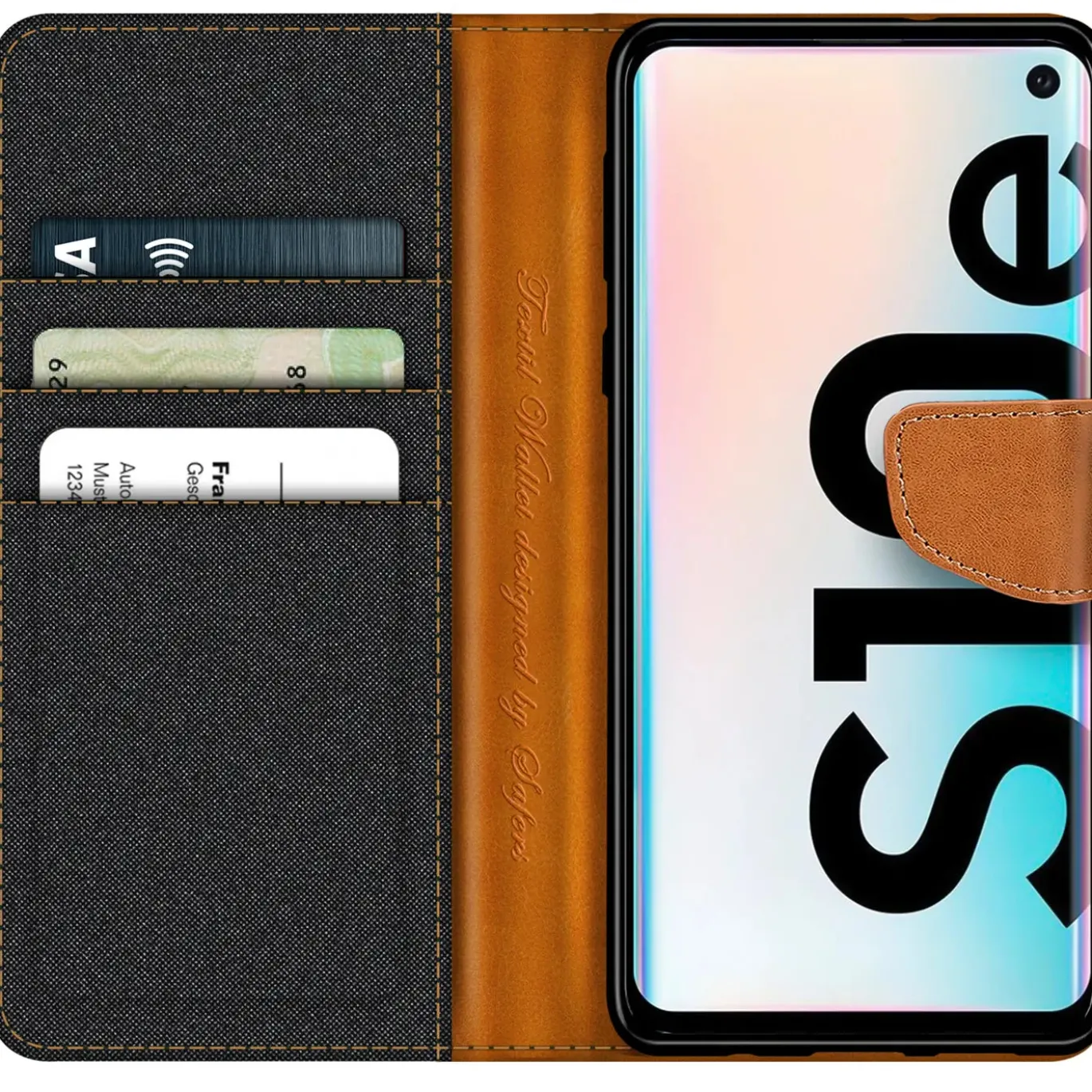 Samsung Galaxy S10e - Jeanslook Klapphülle mit Kartenfach