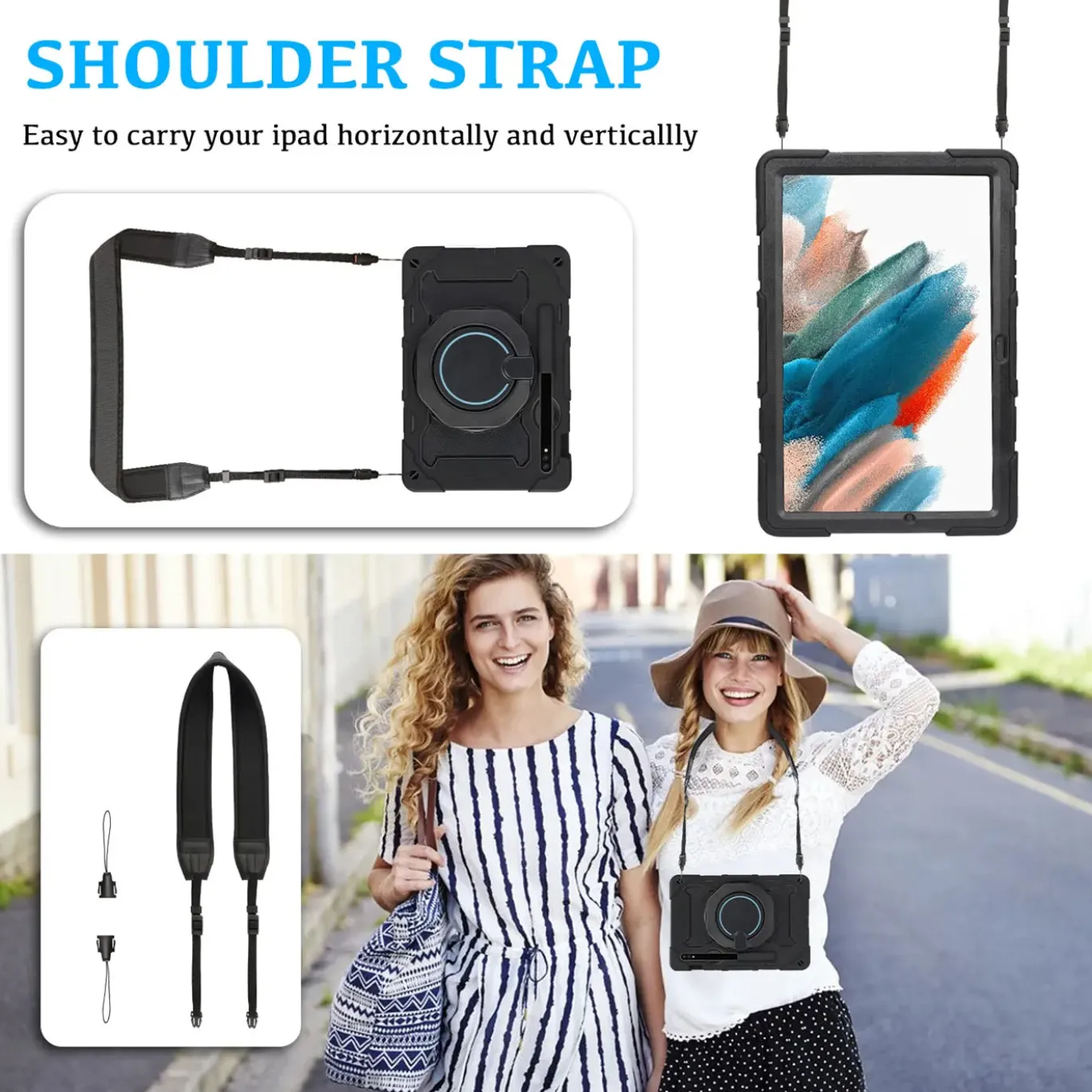 Samsung Galaxy Tab A8 10.5 2021 - Armor Case mit Ständer & Schultergurt