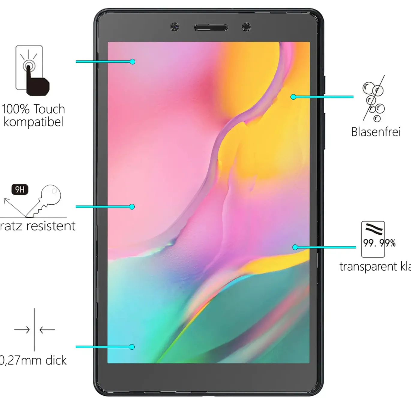 Samsung Galaxy Tab A 8.0 2019 - Panzerglas gehärtet für Display
