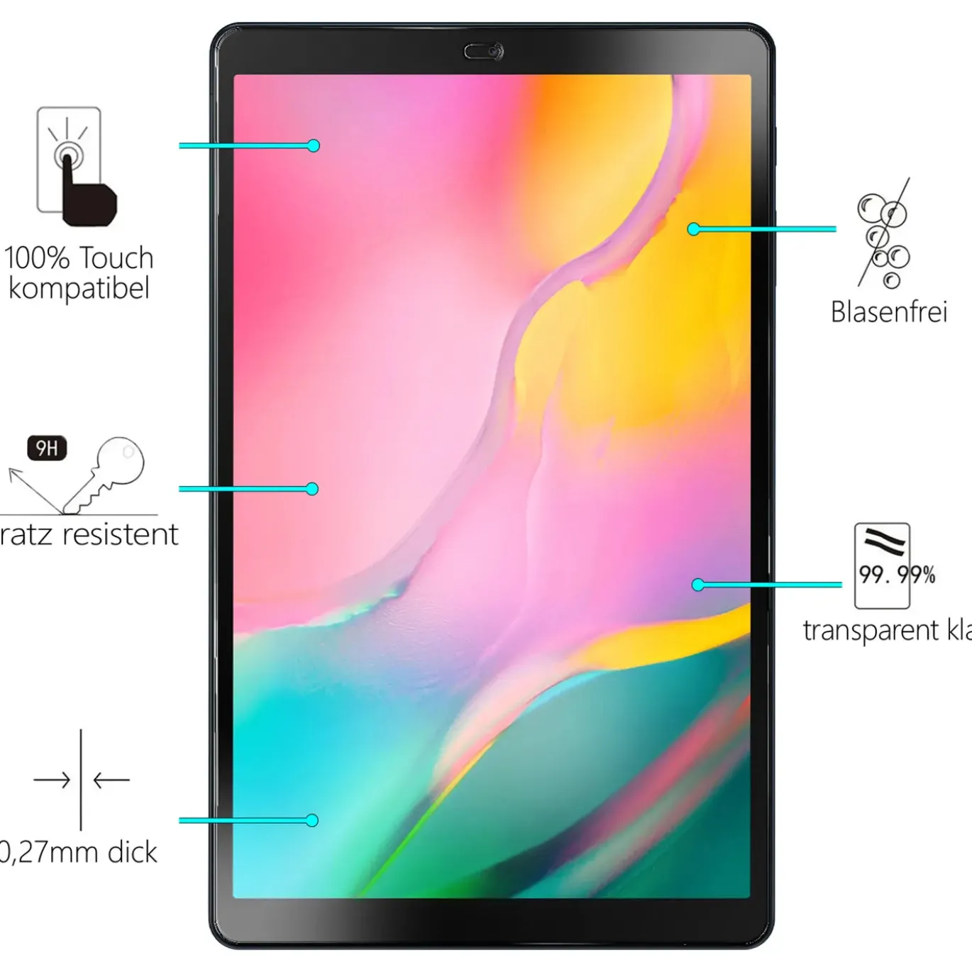 Samsung Galaxy Tab A 10.1 2019 - Panzerglas gehärtet für Display
