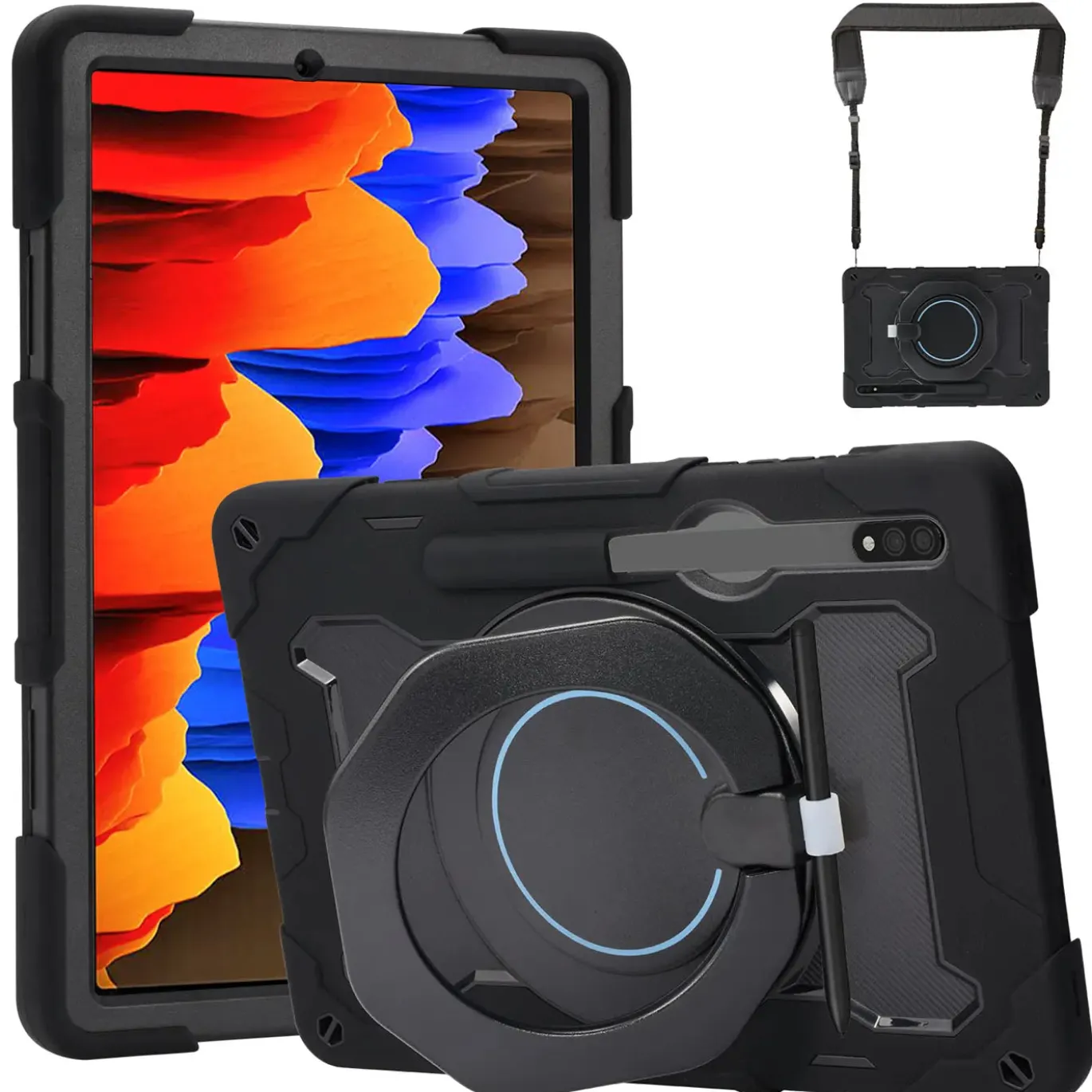 Samsung Galaxy Tab S7 / S8 - Armor Case mit Ständer & Schultergurt