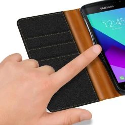 Samsung Galaxy Xcover 3 - Jeanslook Klapphülle mit Kartenfach