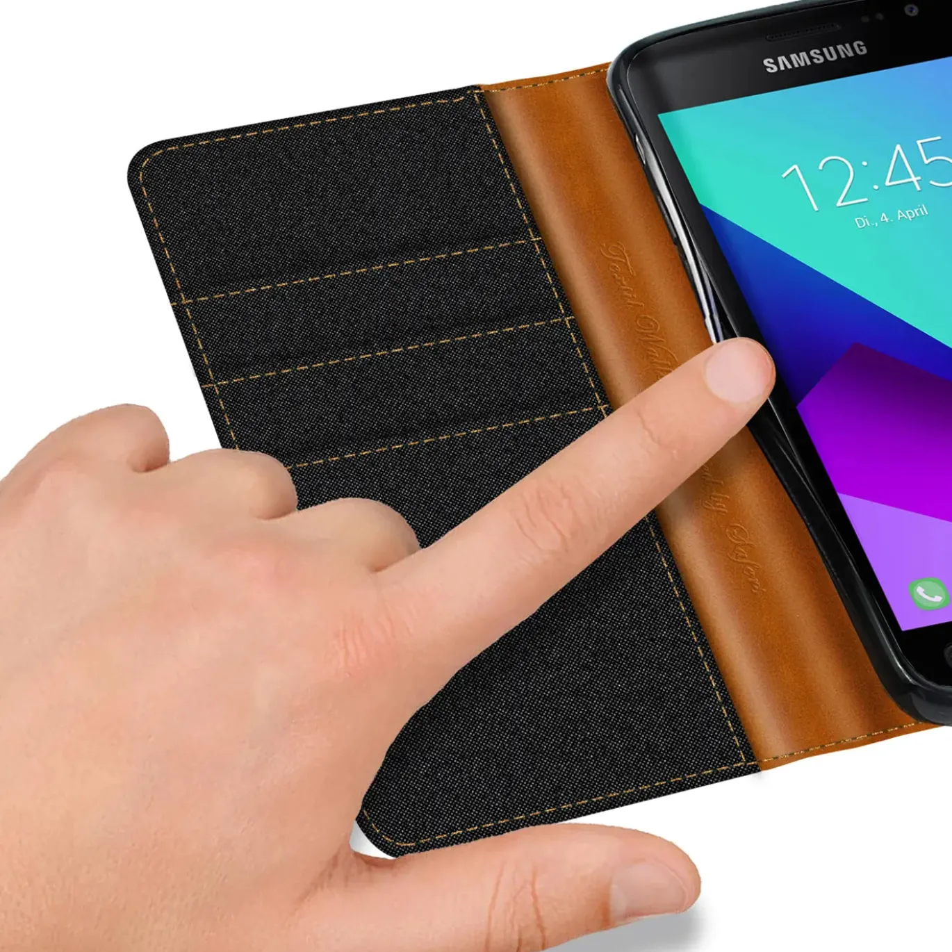 Samsung Galaxy Xcover 3 - Jeanslook Klapphülle mit Kartenfach