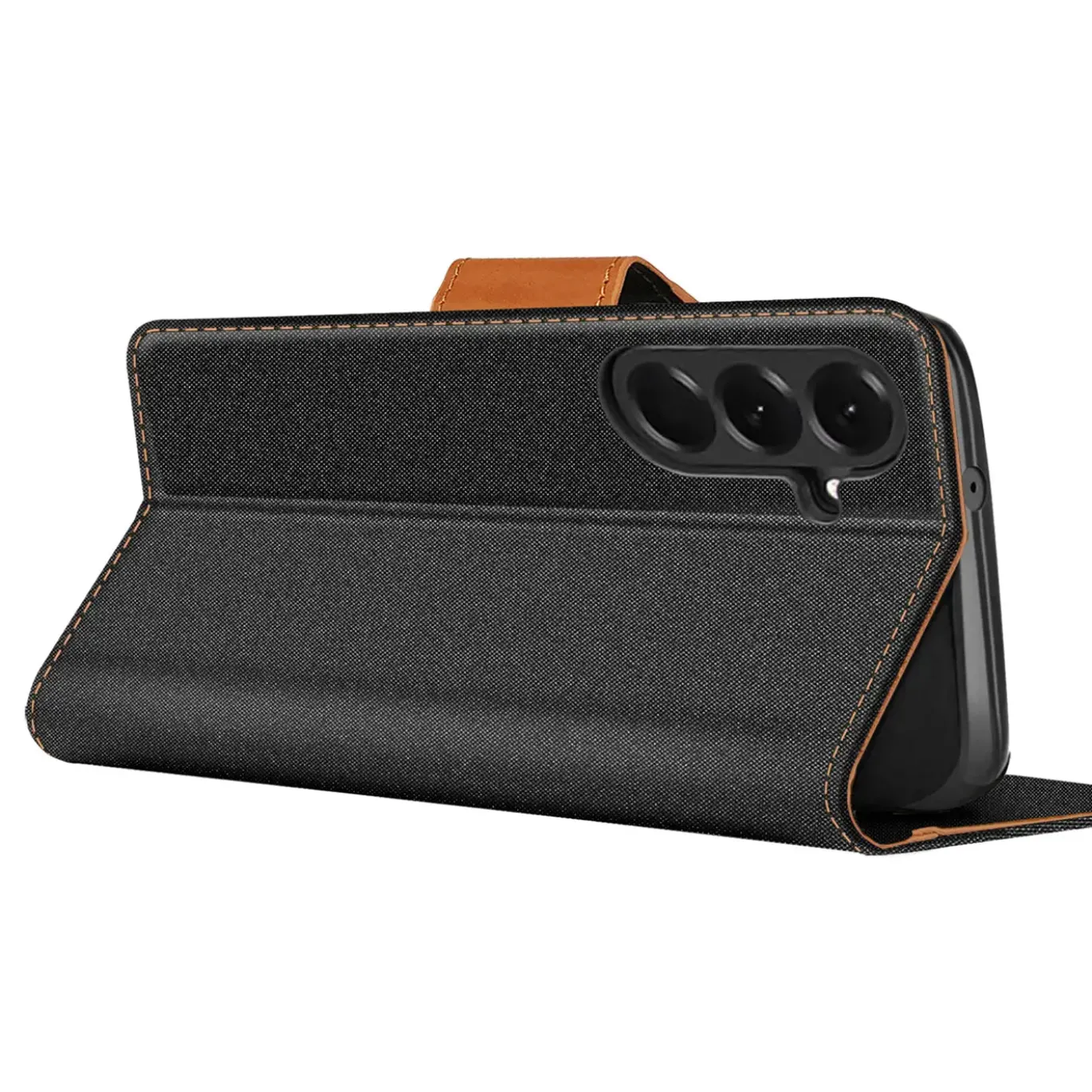 Textil Klapphülle für Samsung Galaxy A27 5G - Case im Jeanslook mit Kartenfächern