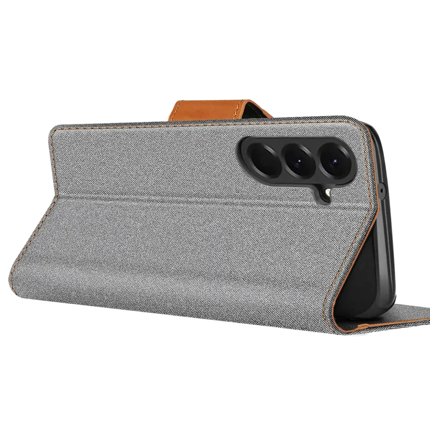 Textil Klapphülle für Samsung Galaxy A27 5G - Case im Jeanslook mit Kartenfächern