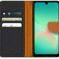 Textil Klapphülle für Samsung Galaxy A27 5G - Case im Jeanslook mit Kartenfächern