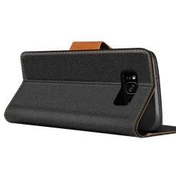 Textil Klapphülle für Samsung Galaxy S8 - Case im Jeanslook mit Kartenfächern