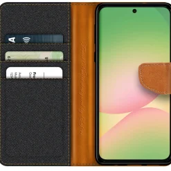 Textil Klapphülle für Samsung Galaxy A57 5G - Case im Jeanslook mit Kartenfächern