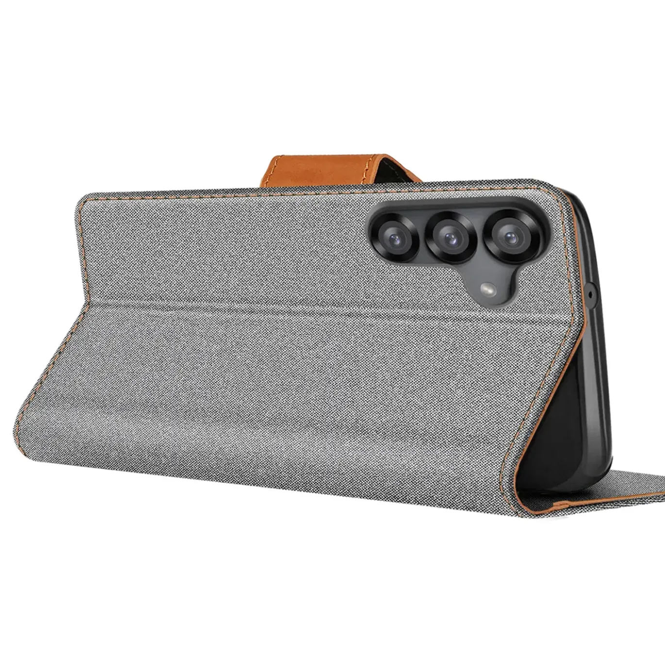 Textil Klapphülle für Samsung Galaxy S26 Plus - Case im Jeanslook mit Kartenfächern