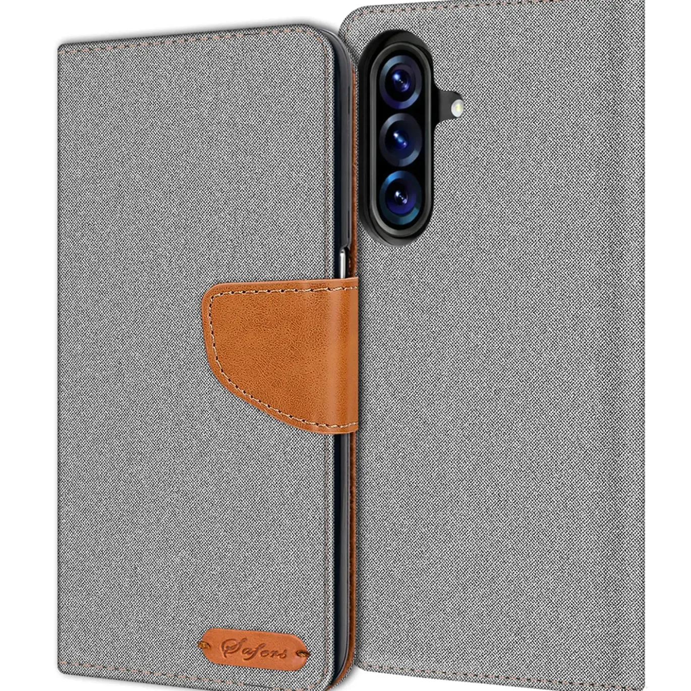 Textil Klapphülle für Samsung Galaxy A37 5G - Case im Jeanslook mit Kartenfächern