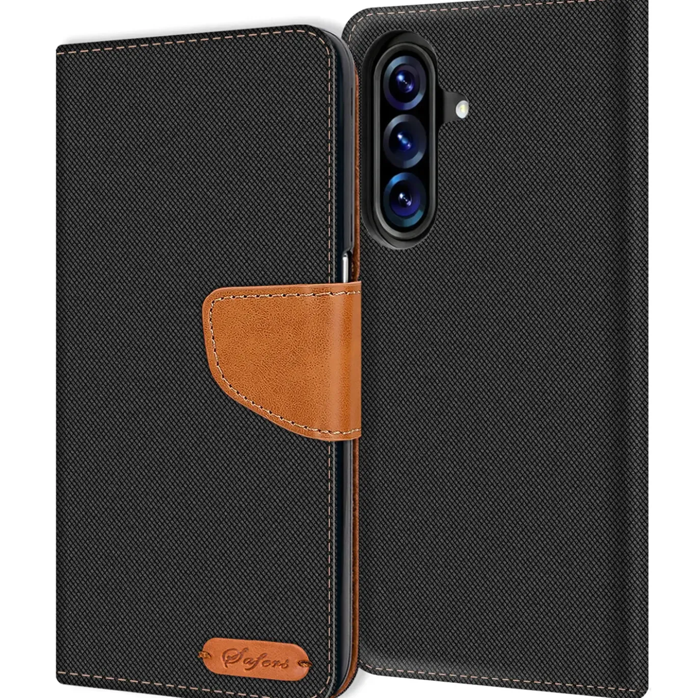 Textil Klapphülle für Samsung Galaxy A37 5G - Case im Jeanslook mit Kartenfächern